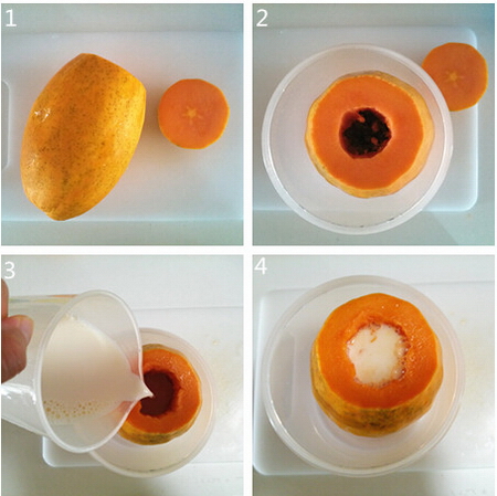 木瓜牛奶冻步骤3-6