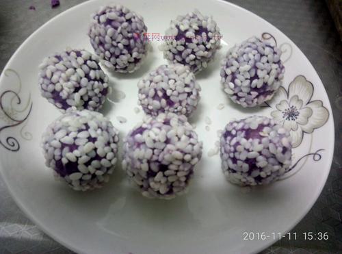 紫薯糯米丸的做法
