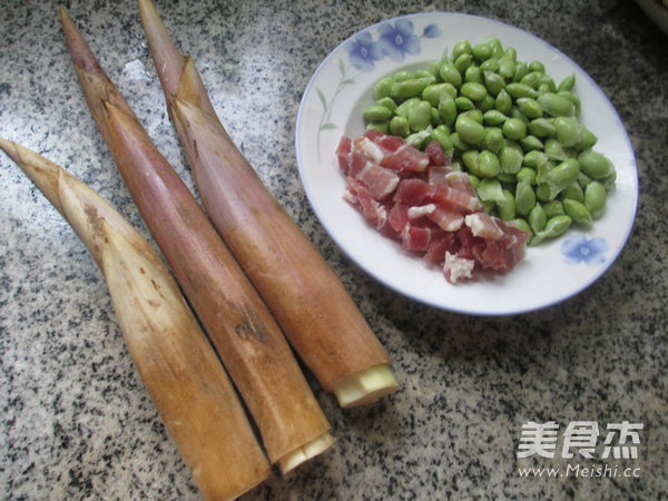 咸肉毛豆煮鞭笋的做法